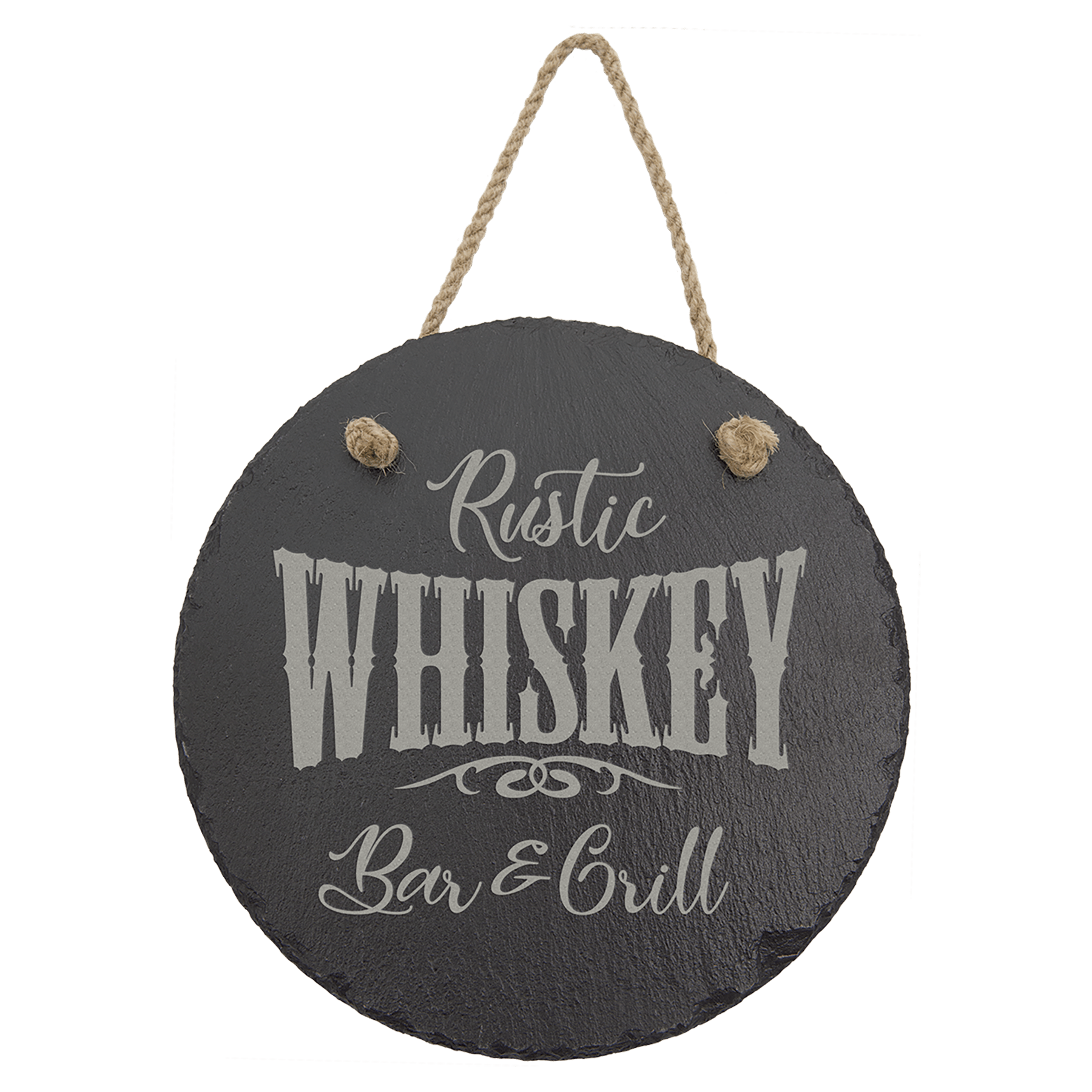 7 3/4" Round Slate Decor with Hanger String laser engravable