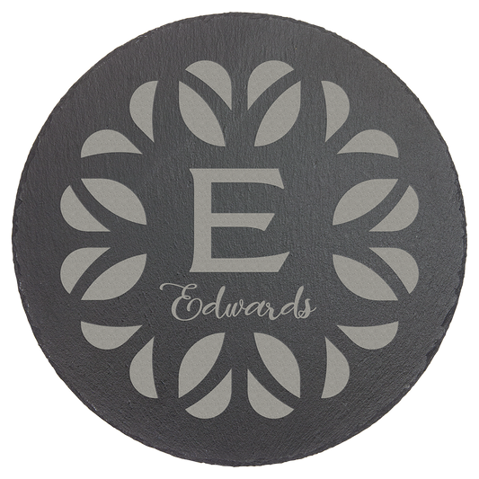 11 3/4" Round Slate Decor with Foam Pads laser engravable