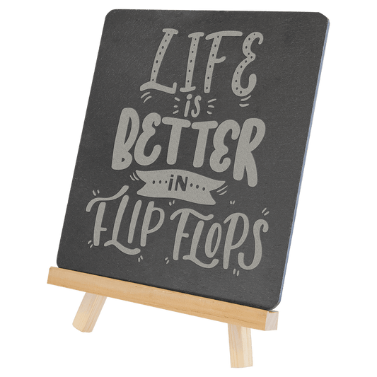 6 3/4" x 7 3/4" Wood/Slate Easel laser engravable