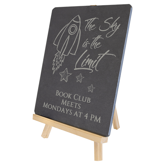 8 1/4" x 9 1/2" Wood/Slate Easel laser engravable