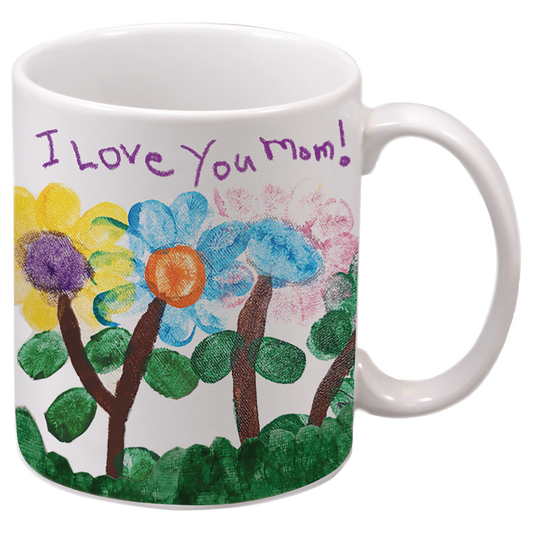 Personalized 11 oz. white ceramic coffee mug with custom full-color photo or design