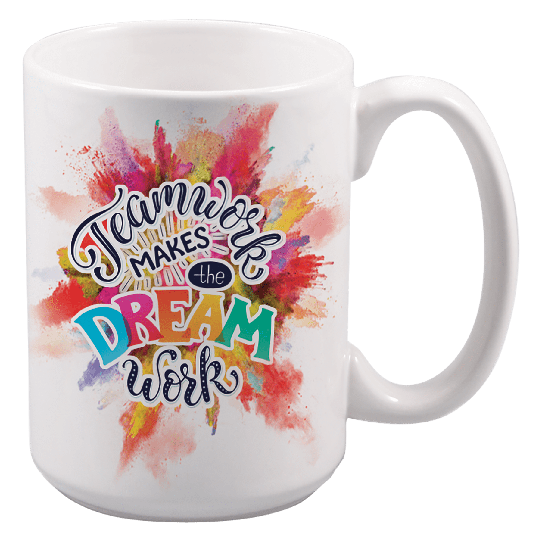 Personalized 15 oz. white ceramic coffee mug with custom full-color photo or design