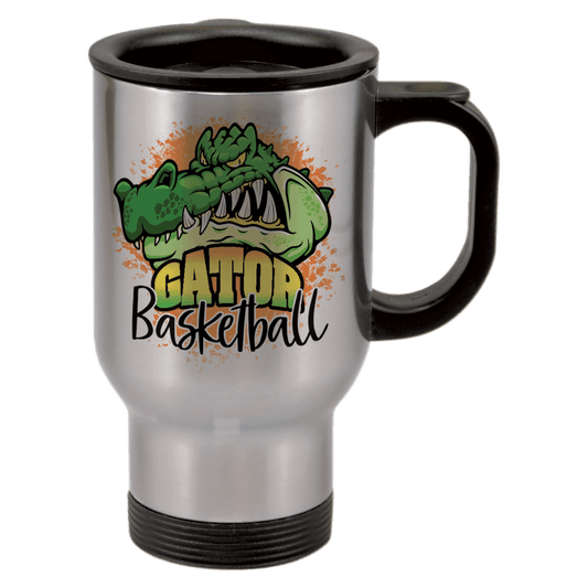 Personalized 14 oz. stainless steel travel mug with custom full-color photo or design