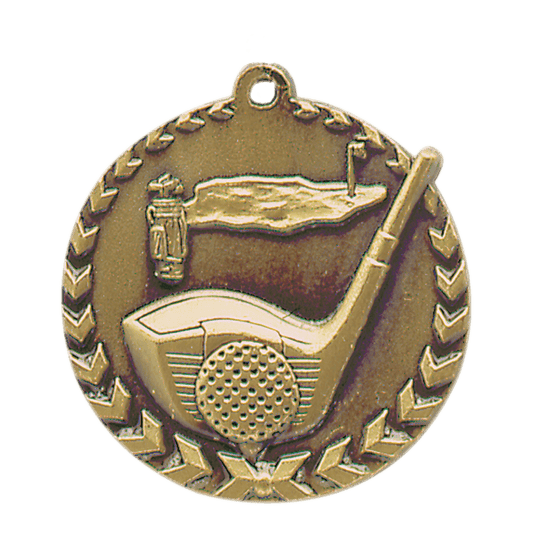Antique Gold 1 3/4" Golf Millennium Medal