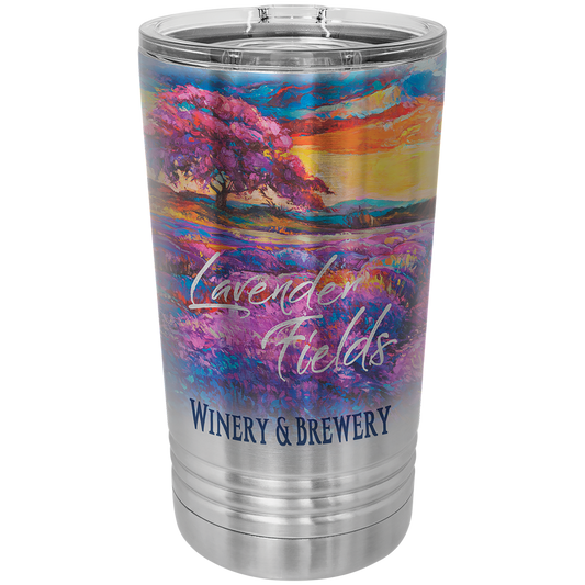 Personalized 16 oz. insulated stainless steel pint with slider lid and custom full-color design