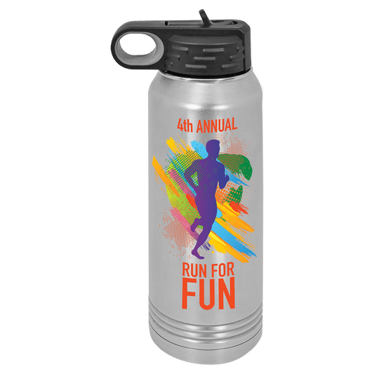 Personalized 30 oz. stainless steel insulated water bottle with custom full-color photo or design