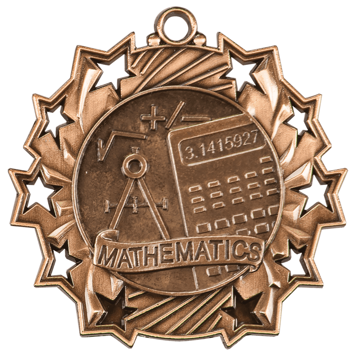 2 1/4" Math Ten Star Medal laser engravable medal