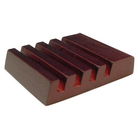 Mahogany finish slotted coaster holder holds 4 coasters, perfect display accessory for personalized coaster sets