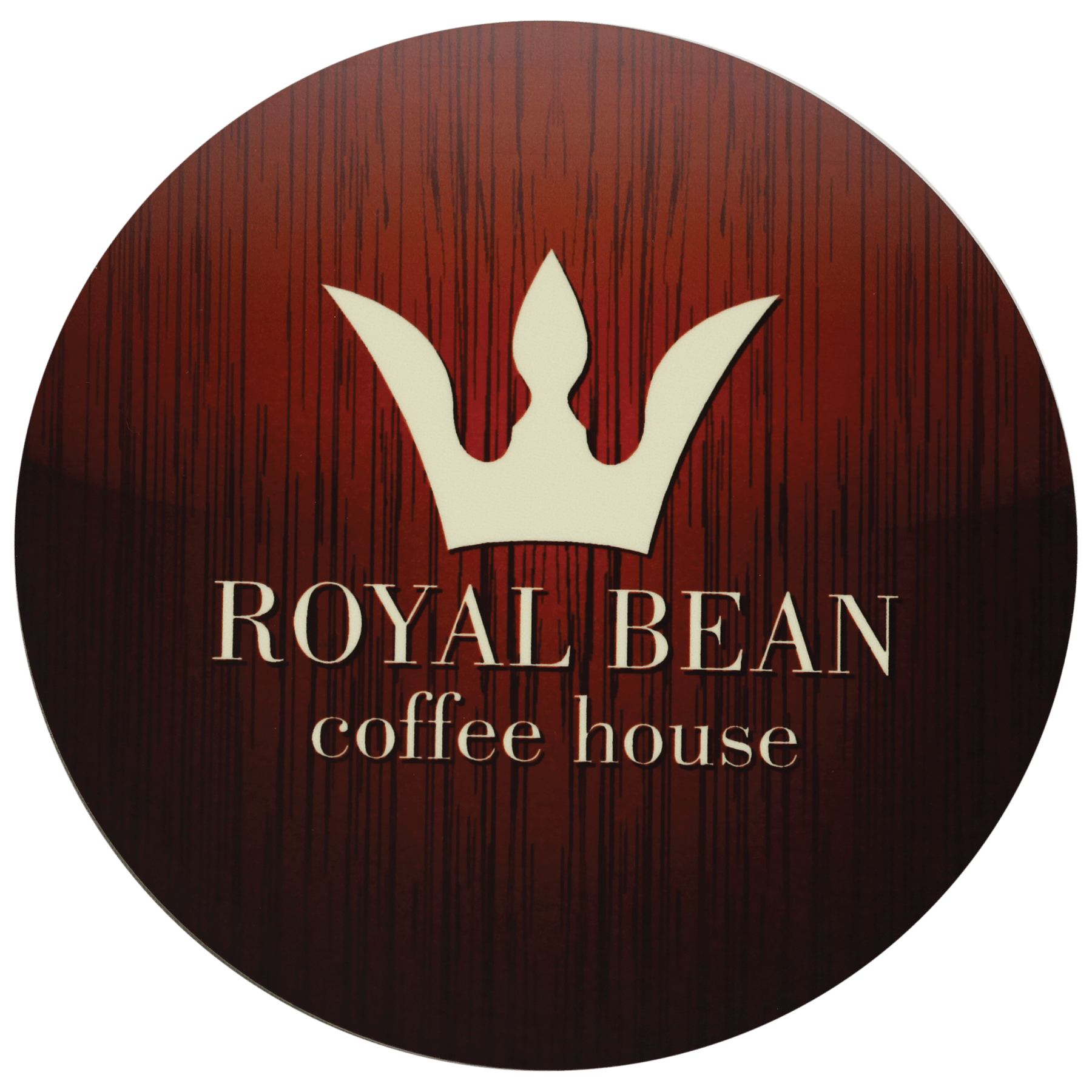 Personalized 3.75 inch round gloss white hardboard coaster with cork back and custom full-color design
