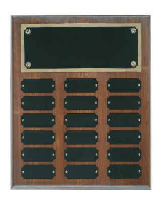 18 Plate Genuine Walnut Completed Perpetual Plaque laser engravable
