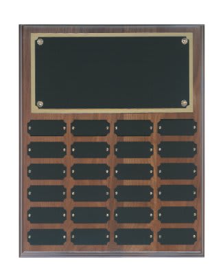 24 Plate Genuine Walnut Completed Perpetual Plaque laser engravable