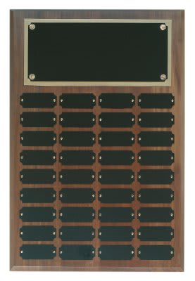 36 Plate Genuine Walnut Completed Perpetual Plaque laser engravable
